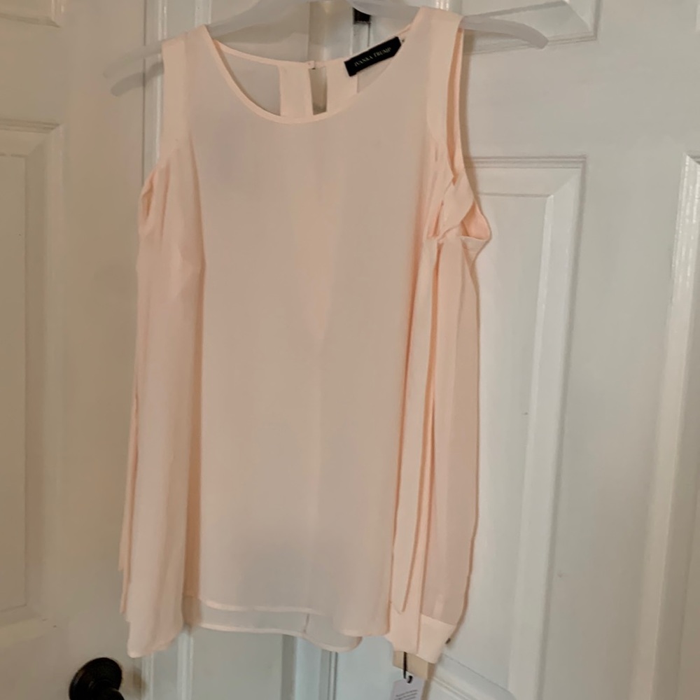 New with tags Ivanka Trump Pale Pink Size M cold shoulder blouse with ties